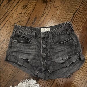 We The Free Black Jean Shorts Distressed Cut-Off Style